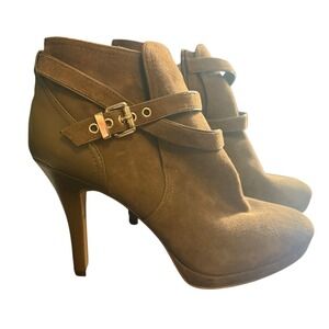 White‎ House Black Market Brown Suede Buckle Ankle Boots Women's Size 9M